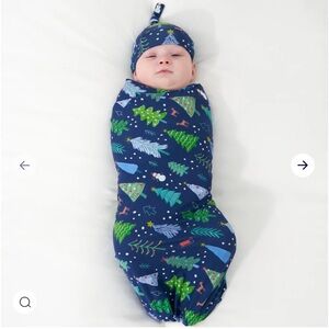 Little sleepies swaddle and hat set